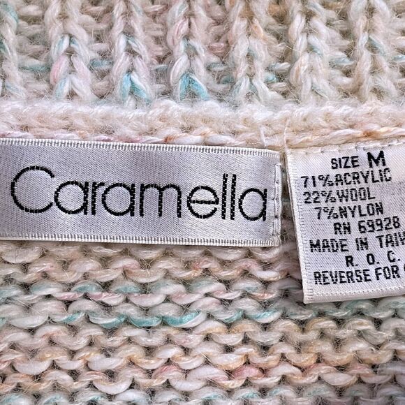 Vintage Wool Blend Cableknit Sweater M Pastel Kawaii Soft Girl Light Academia - Picture 6 of 8